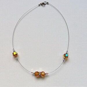 Amber Crystal Floating Bead Necklace – 15”
